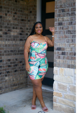 Floral Bodycon Plus size Dress – Built-In Bra