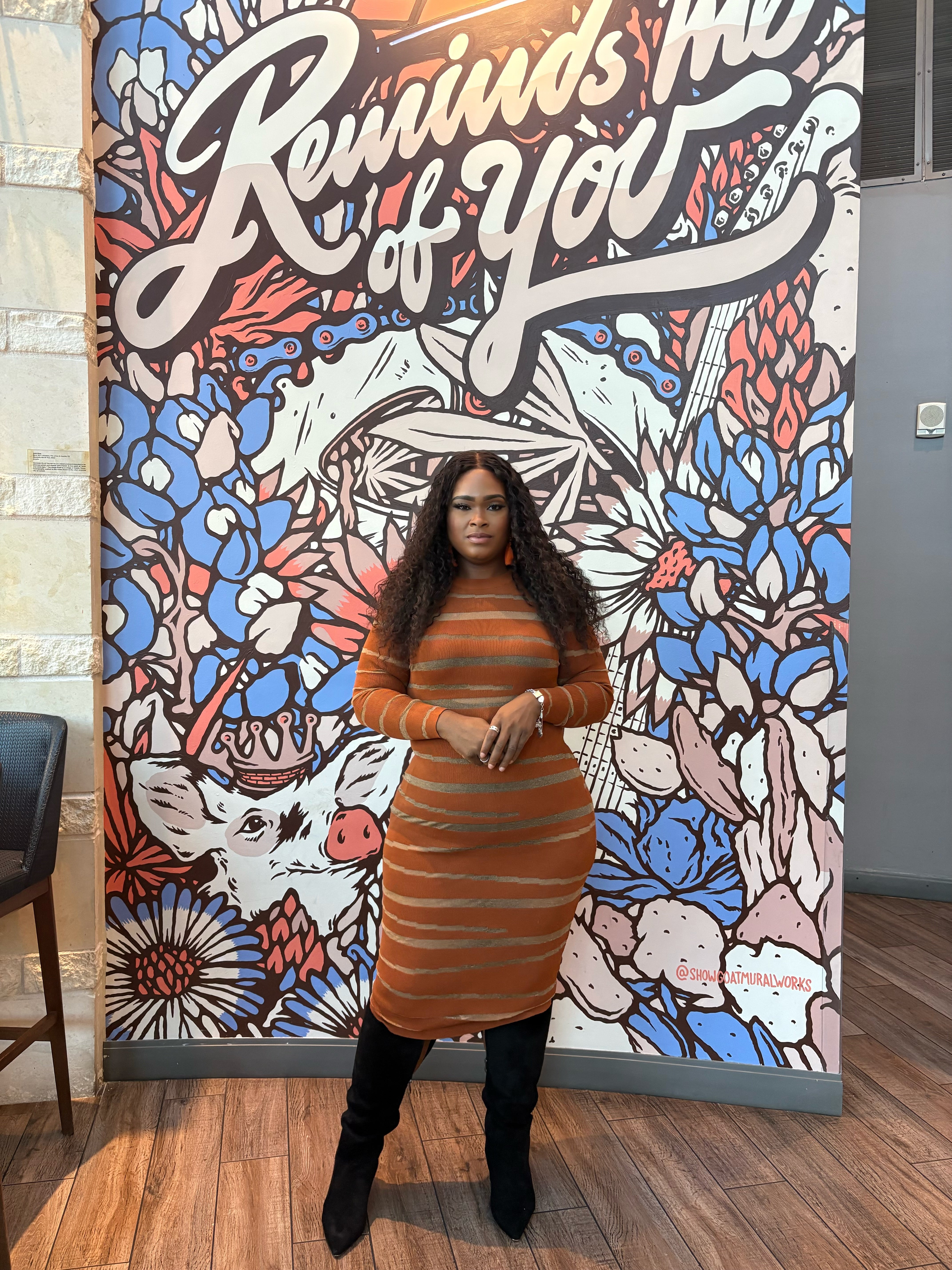 Plus size autumn glow striped bodycon dress