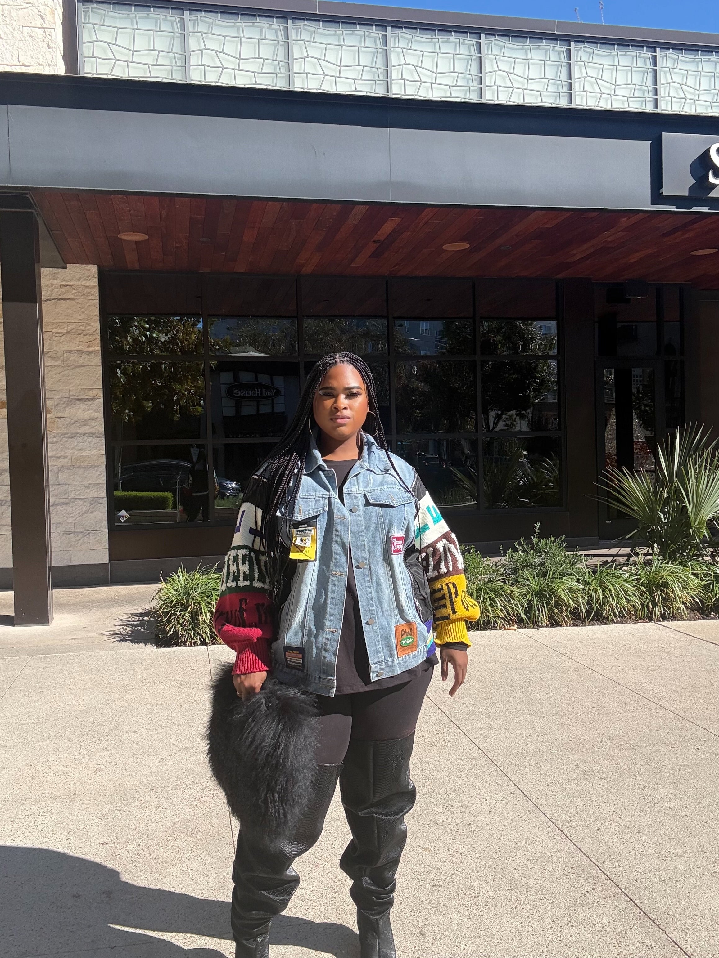 Plus size  Patch It Up Statement Denim Jacket – Bella Dolls Exclusive- one size for all