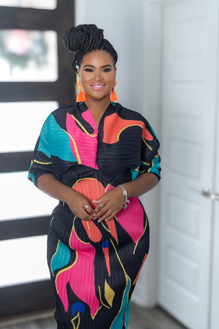 Oversized Multicolor Flow women Dress – One Size Fits All