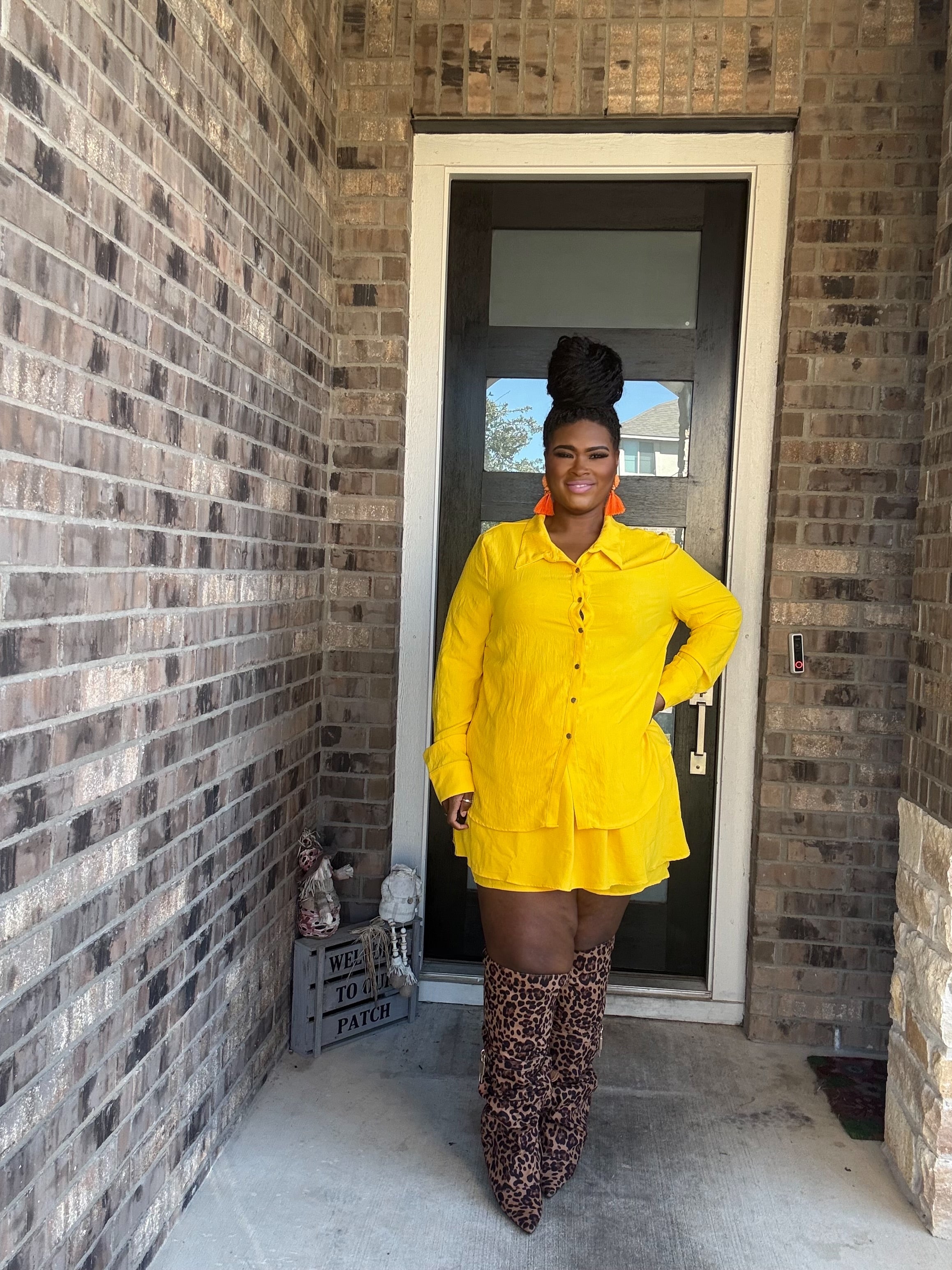 Yellow skirt set-Stretchy Mini Skirt Two Piece