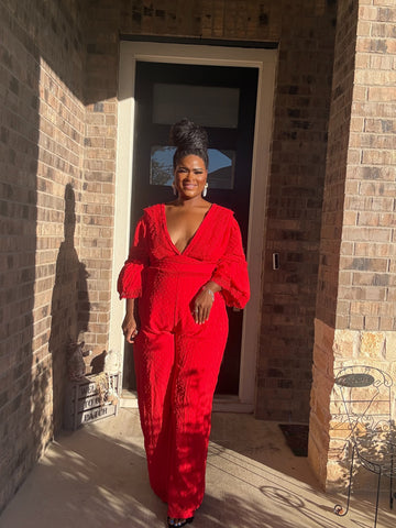 Red plus size jumpsuit
