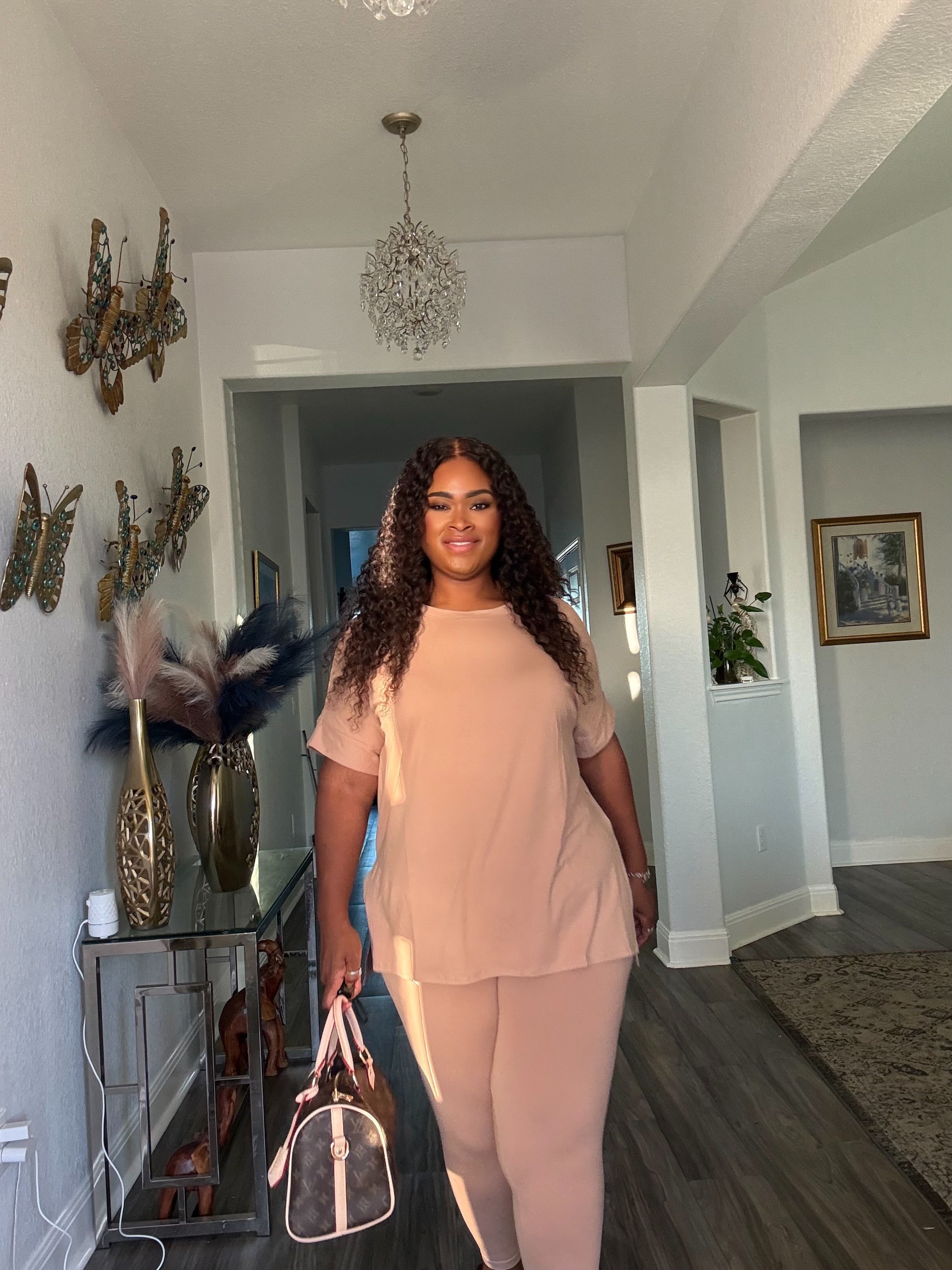 Bronze plus size short sleeve legging set