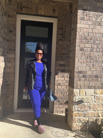 Blue plus size long sleeve legging set