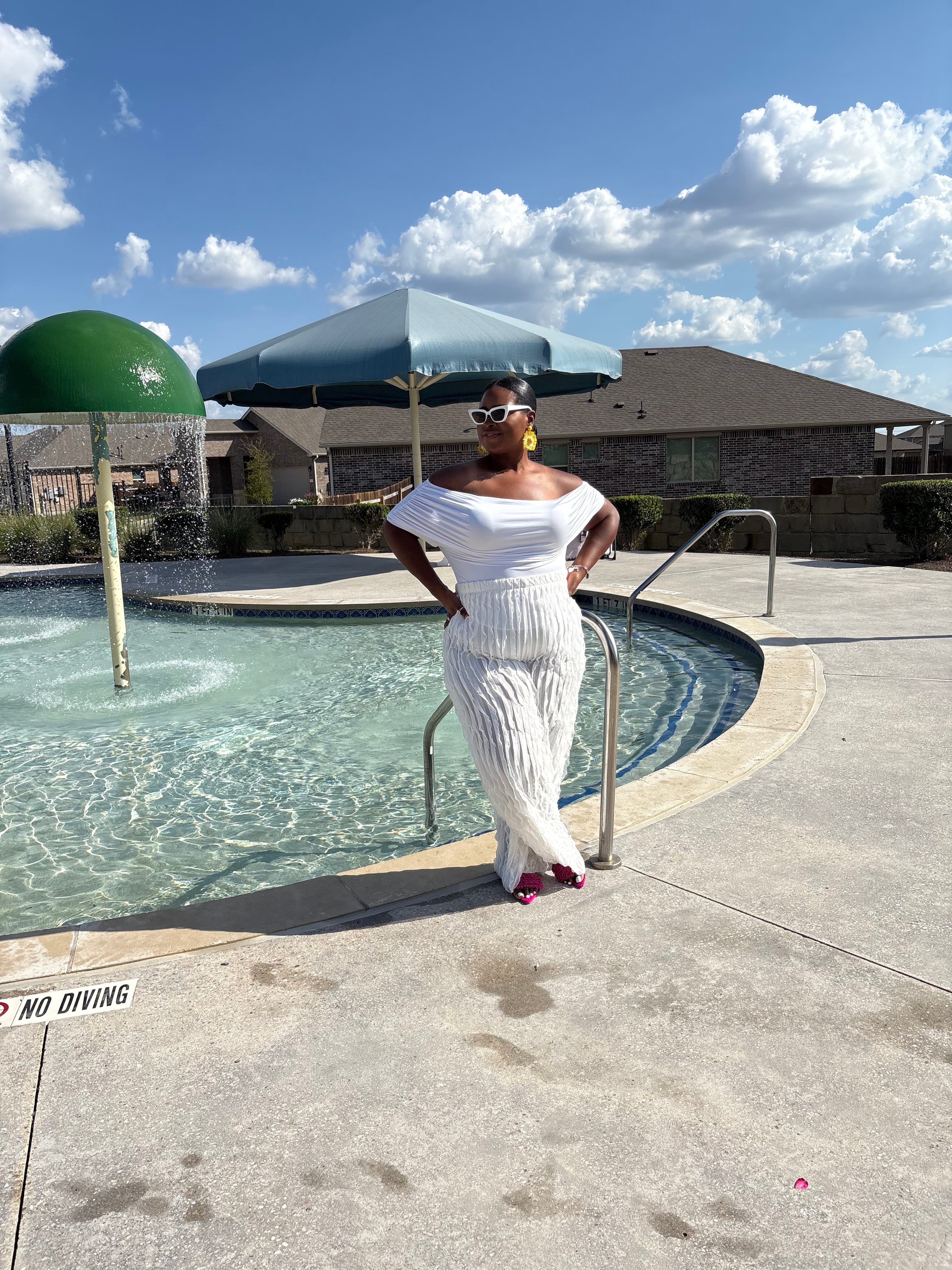 Plus size White Two Piece Set bodysuit and pants