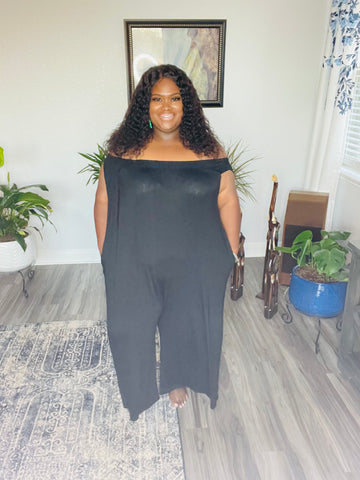Chic & Sleek off shoulder jumpsuit- Black