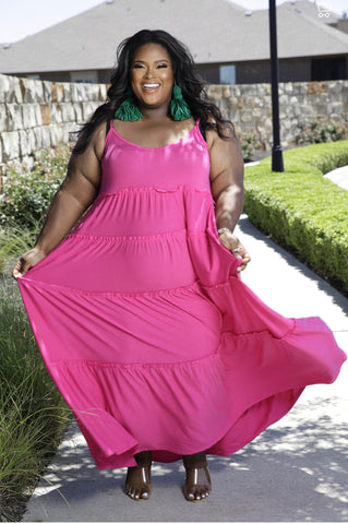 Sun Kissed Fuchsia Sundress-spaghetti strap, ankle length