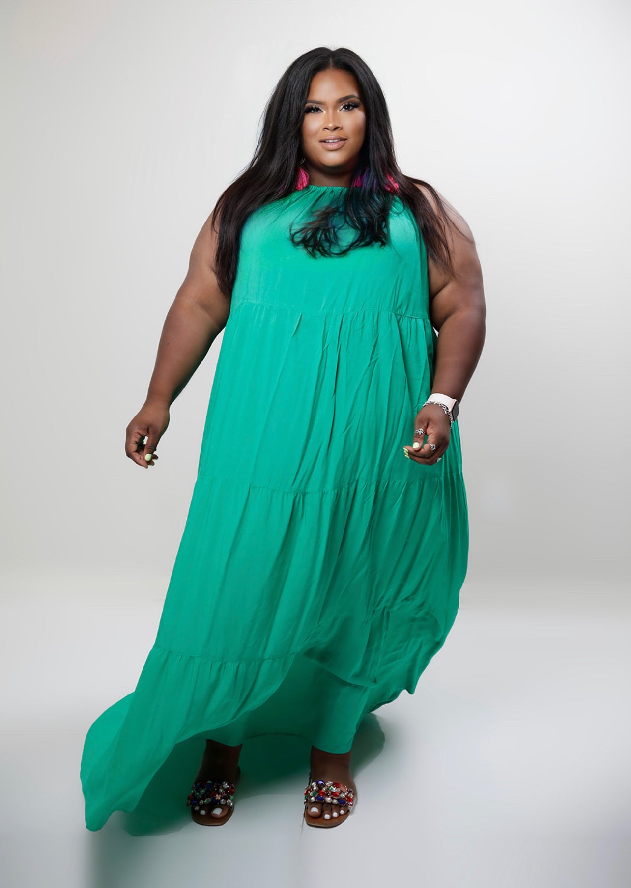 Green Hour Flowy Sundress-Long & Lightweight