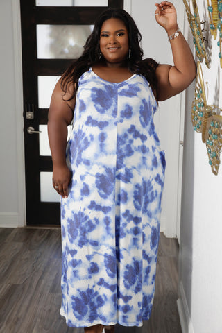 Coastal Breeze Sundress-White and Blue