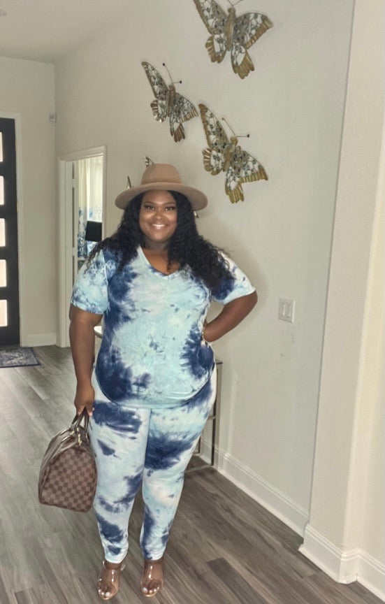 Chill Vibes Tie Dye Two piece Set-short Sleeve & Pants